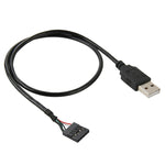 5-poliger Motherboard Buchsenstecker auf USB 2.0 Stecker Adapterkabel, Länge: 50cm, 5-polig Motherboard auf USB