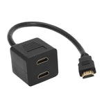 30cm HDMI Splitter Adapter Y-Verteiler Stecker mit 2 Kupplungen (vergoldet), 1 auf 2 (vergoldet)