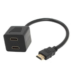30cm HDMI Splitter Adapter Y-Verteiler Stecker mit 2 Kupplungen (vergoldet), 1 auf 2 (vergoldet)