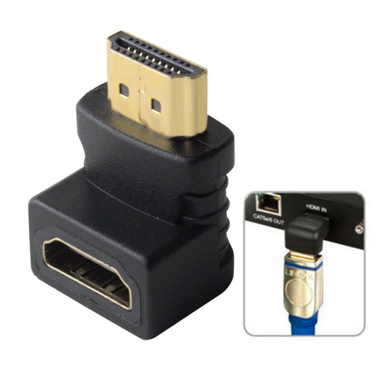 HDMI 19-poliger Stecker auf HDMI 19-polige Buchse 90-Grad Winkeladapter (vergoldet), HDMI Stecker auf Buchse