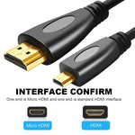 1,8m vergoldetes 3D 1080P Micro HDMI Stecker zu HDMI Stecker Kabel für Mobiltelefon, Kameras, GoPro, vergoldeter Micro HDMI, Länge: 1,8m