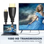 1,8m vergoldetes 3D 1080P Micro HDMI Stecker zu HDMI Stecker Kabel für Mobiltelefon, Kameras, GoPro, vergoldeter Micro HDMI, Länge: 1,8m