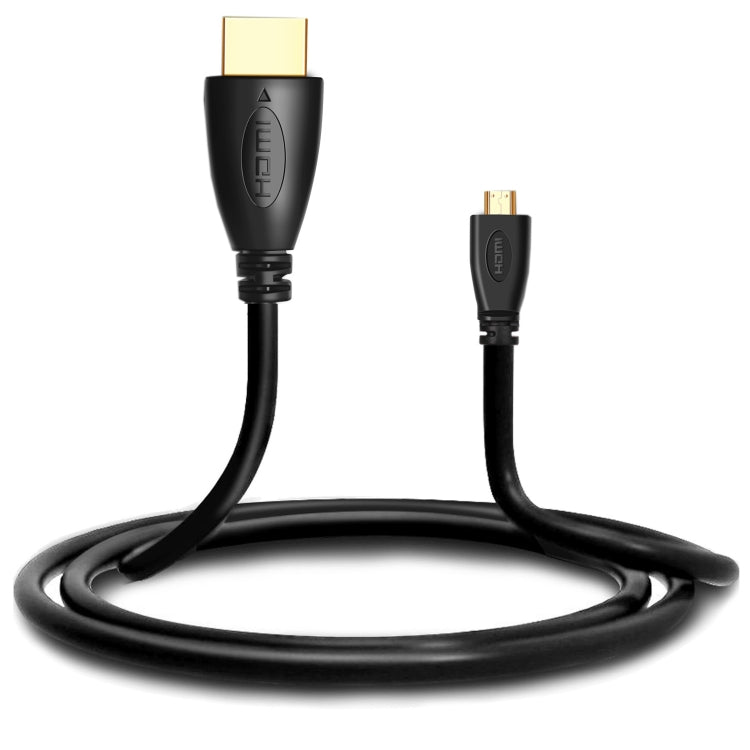 1,5m vergoldetes 3D 1080P Micro HDMI Stecker zu HDMI Stecker Kabel für Mobiltelefon, Kameras, GoPro, vergoldeter Micro HDMI, Länge: 1,5m