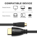 1,5m vergoldetes 3D 1080P Micro HDMI Stecker zu HDMI Stecker Kabel für Mobiltelefon, Kameras, GoPro, vergoldeter Micro HDMI, Länge: 1,5m