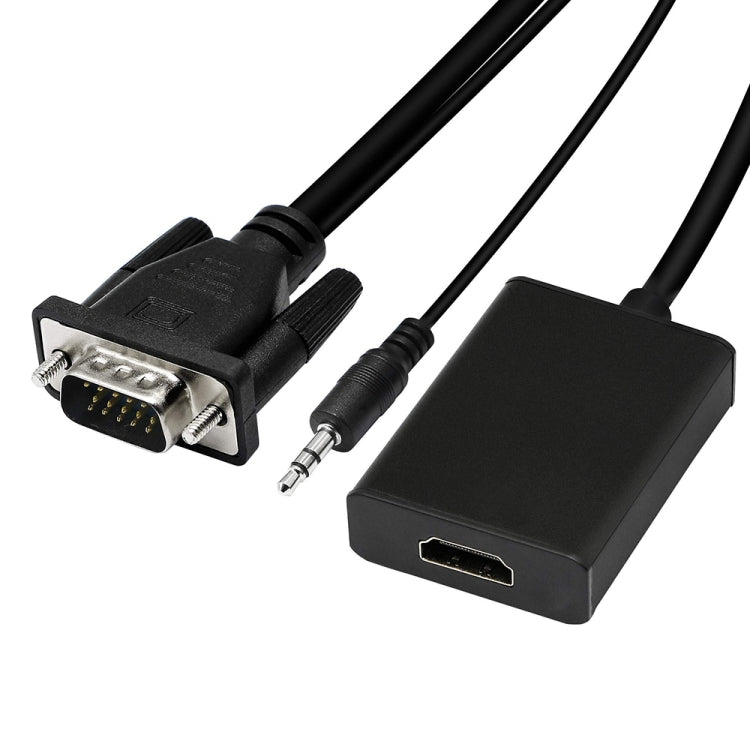 VGA + Audio zu Full HD 1080P HDMI Video Konverter Box Adapter für HDTV, HDMI Buchse zu VGA Stecker + Audio Schwarz