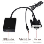 VGA + Audio zu Full HD 1080P HDMI Video Konverter Box Adapter für HDTV, HDMI Buchse zu VGA Stecker + Audio Schwarz
