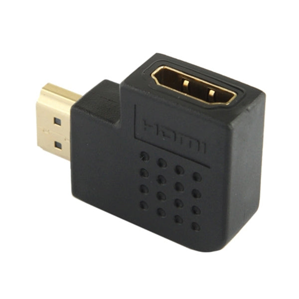 Vergoldeter HDMI 19-poliger Stecker zu HDMI 19-polige Buchse Adapter mit 90 Grad Winkel, HDMI Buchse zu Stecker