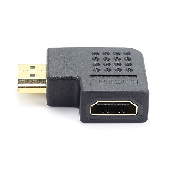 Vergoldeter HDMI 19-poliger Stecker zu HDMI 19-polige Buchse Adapter mit 90 Grad Winkel, HDMI Buchse zu Stecker