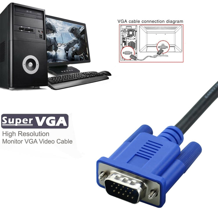 1,8m Hochwertiges VGA 15-pol Stecker zu VGA 15-pol Stecker Kabel für LCD Monitor / Beamer, 1,8m