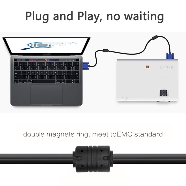 1,5m Gute Qualität VGA 15-pol Stecker zu VGA 15-pol Buchse Kabel für LCD Monitor, Beamer, etc., Länge: 1,5m
