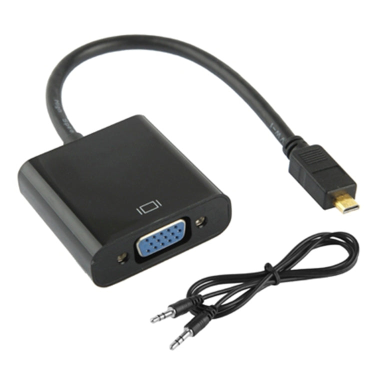 22cm Full HD 1080P Micro HDMI Stecker zu VGA Buchse Video Adapterkabel mit Audiokabel, Micro HDMI
