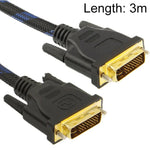 DVI-I Dual Link 24+5 Pin Stecker auf Stecker M/M Videokabel mit Nylonummantelung, Länge: 3m, DVI 24+5 3m