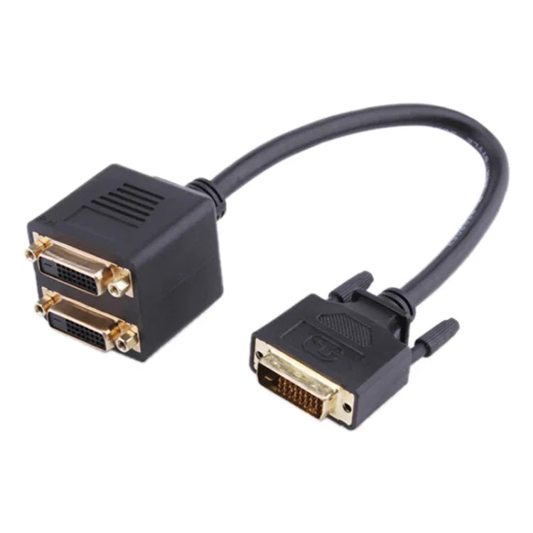 24+1 DVI Stecker auf 2 DVI Buchsen Kabeladapter, Länge: 30cm, 2 DVI 24+1 Pin Buchse