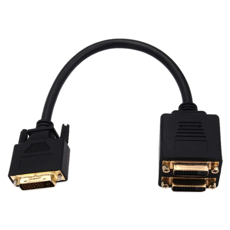 24+1 DVI Stecker auf 2 DVI Buchsen Kabeladapter, Länge: 30cm, 2 DVI 24+1 Pin Buchse