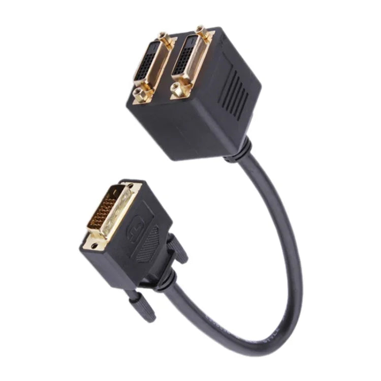 24+1 DVI Stecker auf 2 DVI Buchsen Kabeladapter, Länge: 30cm, 2 DVI 24+1 Pin Buchse
