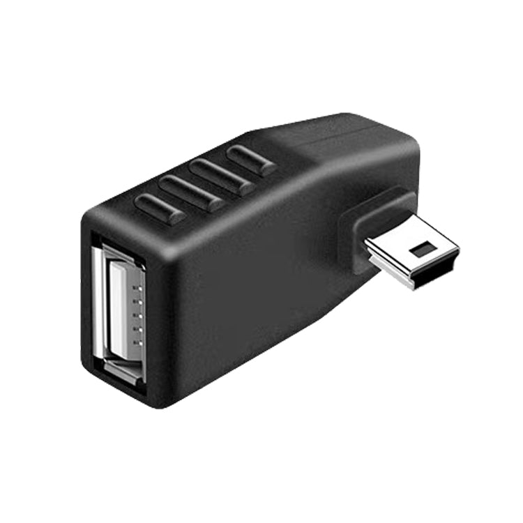 Mini USB Stecker zu USB 2.0 AF Adapter, unterstützt OTG Funktion, 90 Grad linker Winkel, 90 Grad rechter Winkel