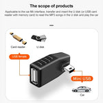 Mini USB Stecker zu USB 2.0 AF Adapter, unterstützt OTG Funktion, 90 Grad linker Winkel, 90 Grad rechter Winkel