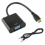 22cm Full HD 1080P Mini HDMI Stecker zu VGA Buchse Videoadapterkabel mit Audiokabel, Mini HDMI