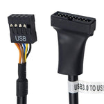 USB 2.0 9-poliges Motherboard Buchse zu USB 3.0 19-poliges Gehäuse Stecker Adapterkabel, Länge: 15cm, 9-polige Buchse zu 19-poligem Stecker