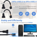 USB 2.0 9-poliges Motherboard Buchse zu USB 3.0 19-poliges Gehäuse Stecker Adapterkabel, Länge: 15cm, 9-polige Buchse zu 19-poligem Stecker