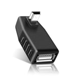 90 Grad Mini USB Stecker zu USB 2.0 AF Adapter, 90 Grad nach oben gewinkelt, 90 Grad nach unten gewinkelt