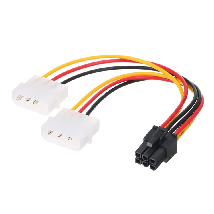 6-poliger Stecker zu 2 x 4-polige Buchse Stromkabel, Länge: 17,5cm, 6-poliger Stecker zu Doppel 4-poliger Buchse