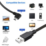 90 Grad Mini USB Stecker zu USB 2.0 AM Adapterkabel, Länge: 25cm, rechtwinkliger Mini USB