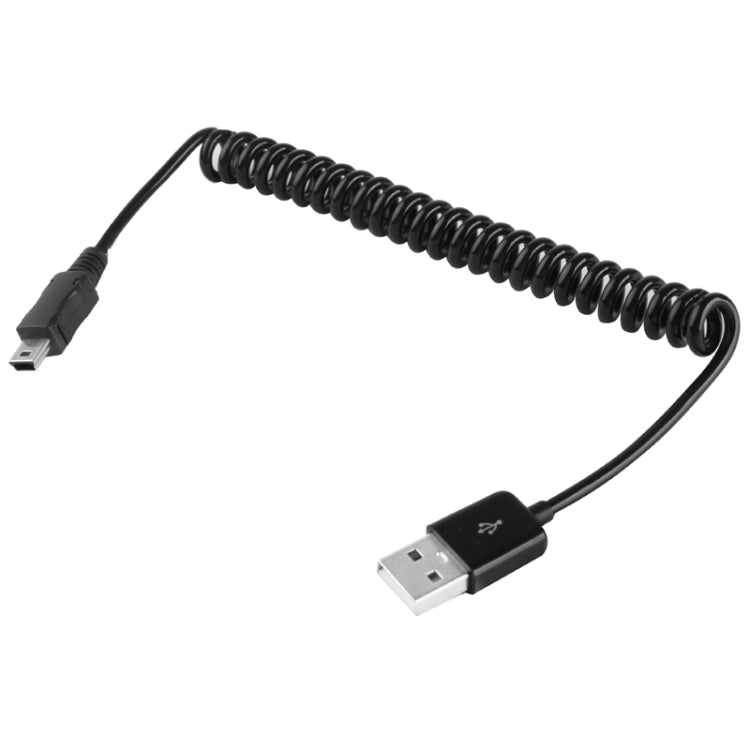Mini 5-poliges USB-zu-USB 2.0 AM Spiralkabel / Federkabel, Länge: 25cm (auf bis zu 80cm verlängerbar), Mini USB zu USB AM, Länge: 80cm