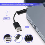 Mini 5-poliges USB-zu-USB 2.0 AM Spiralkabel / Federkabel, Länge: 25cm (auf bis zu 80cm verlängerbar), Mini USB zu USB AM, Länge: 80cm