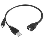 Mini USB Stecker + USB 2.0 AM zu AF Kabel mit OTG-Funktion, Länge: 30cm / 35cm, Mini USB + USB AM, 30cm
