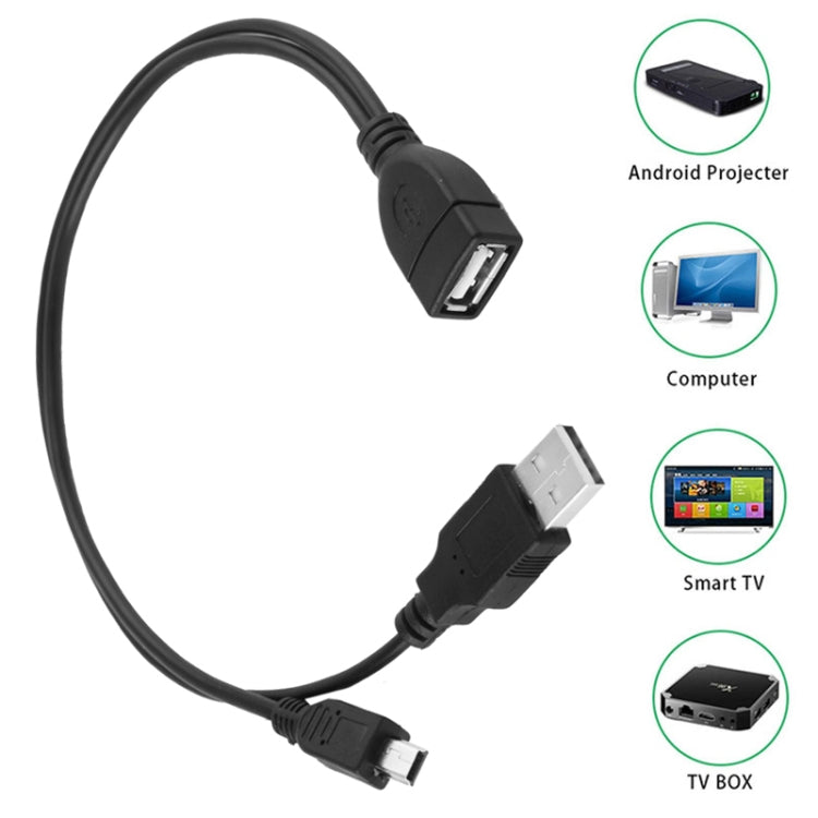 Mini USB Stecker + USB 2.0 AM zu AF Kabel mit OTG-Funktion, Länge: 30cm / 35cm, Mini USB + USB AM, 30cm