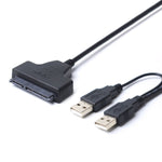 Doppel USB 2.0 zu SATA Festplattenadapterkabel für 2,5 Zoll SATA HDD / SSD, Doppel USB 2.0 zu SATA