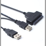 Doppel USB 2.0 zu SATA Festplattenadapterkabel für 2,5 Zoll SATA HDD / SSD, Doppel USB 2.0 zu SATA
