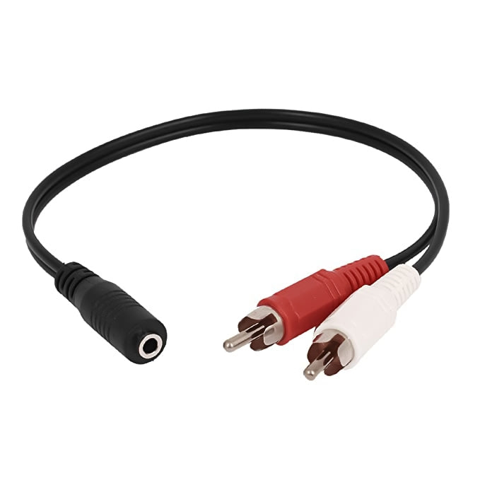 3,5mm Klinkenbuchse Stereo auf 2 männliche RCA-Stecker Kabel, Länge: 38cm, 3,5mm zu 2 RCA männlich