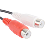 2 RCA AV Buchse zu 1 RCA Stecker Y-Verteiler Videokabeladapter, Länge: 26,5cm, 1 RCA Stecker zu 2 RCA Buchsen