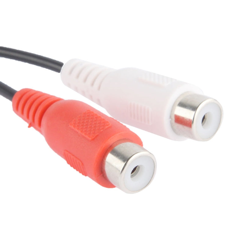 2 RCA AV Buchse zu 1 RCA Stecker Y-Verteiler Videokabeladapter, Länge: 26,5cm, 1 RCA Stecker zu 2 RCA Buchsen