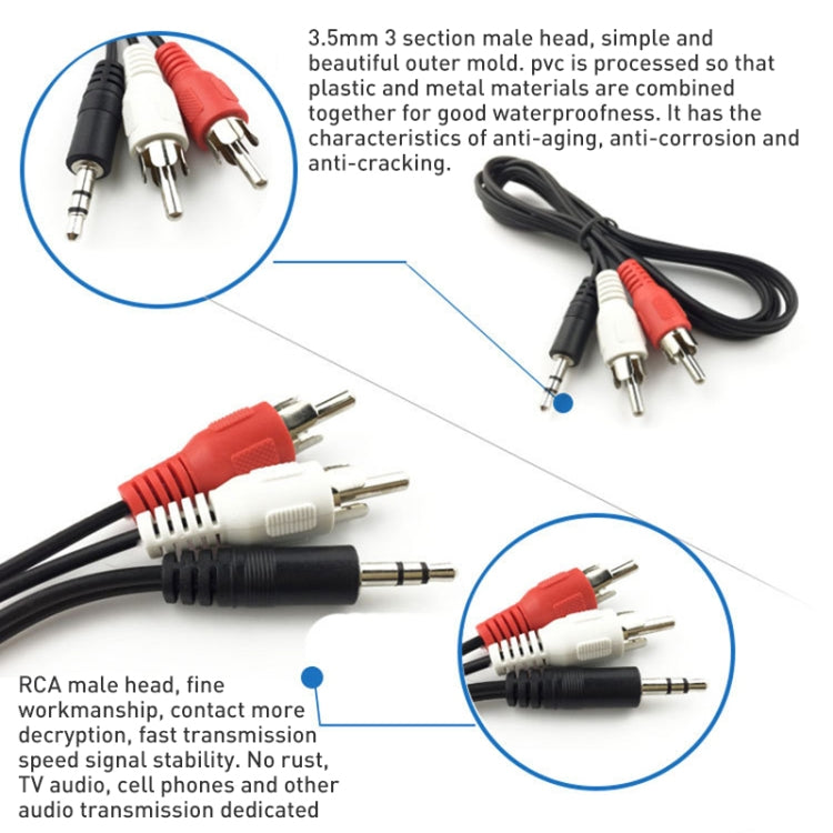 Klinkenkabel 3,5mm Stereo zu RCA Stecker Audio Kabel normale Qualität, Länge: 3m, Länge: 3m