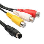 4-Pin S-Video TV auf Cinch-Konverter AV-Buchsenkabeladapter, Länge: 20 cm, S-Video auf AV 3RCA-Buchse