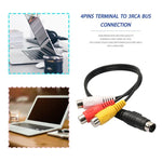4-Pin S-Video TV auf Cinch-Konverter AV-Buchsenkabeladapter, Länge: 20 cm, S-Video auf AV 3RCA-Buchse