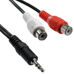 2 RCA Buchsen zu 3,5mm Klinkenstecker Y-Audiokabel, Länge: 20cm, 3,5mm zu 2 RCA Buchsen