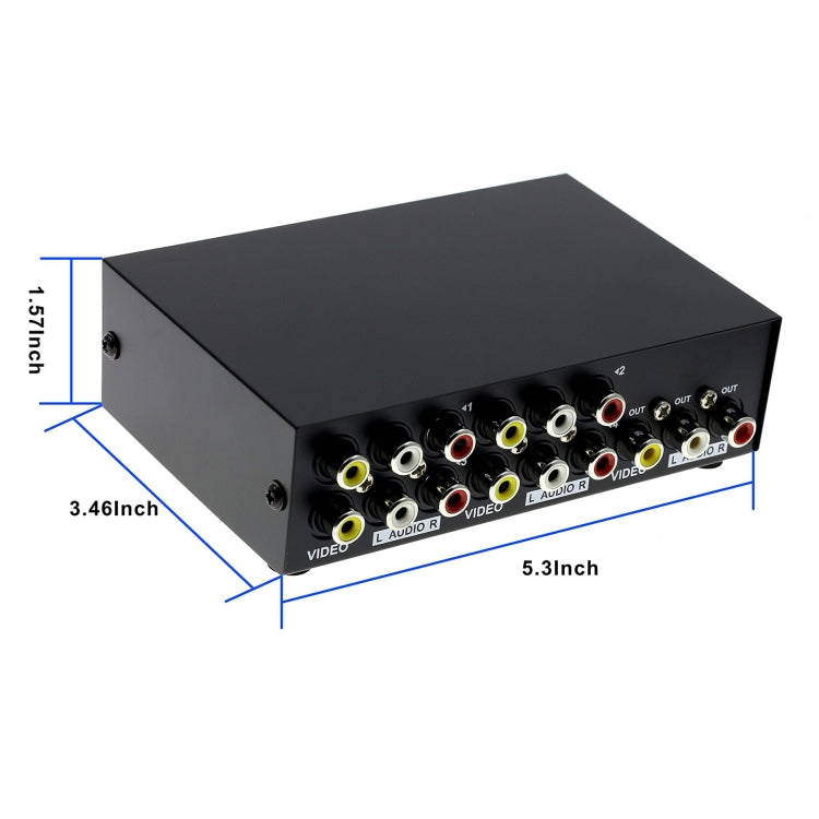 4 Eingänge 1 Ausgang Audio Video AV RCA Umschaltbox, 4 Eingänge 1 Ausgang