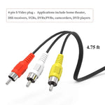 4-poliges S-Video auf 3 Cinch AV TV Stecker Konverterkabel, Länge: 1,5 m, S-Video auf AV 3 Cinch Stecker