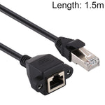 RJ45 Buchse auf Stecker CAT5E Netzwerk Panel Montage Schraubverschluss Verlängerungskabel, Länge: 1,5m, 1,5m