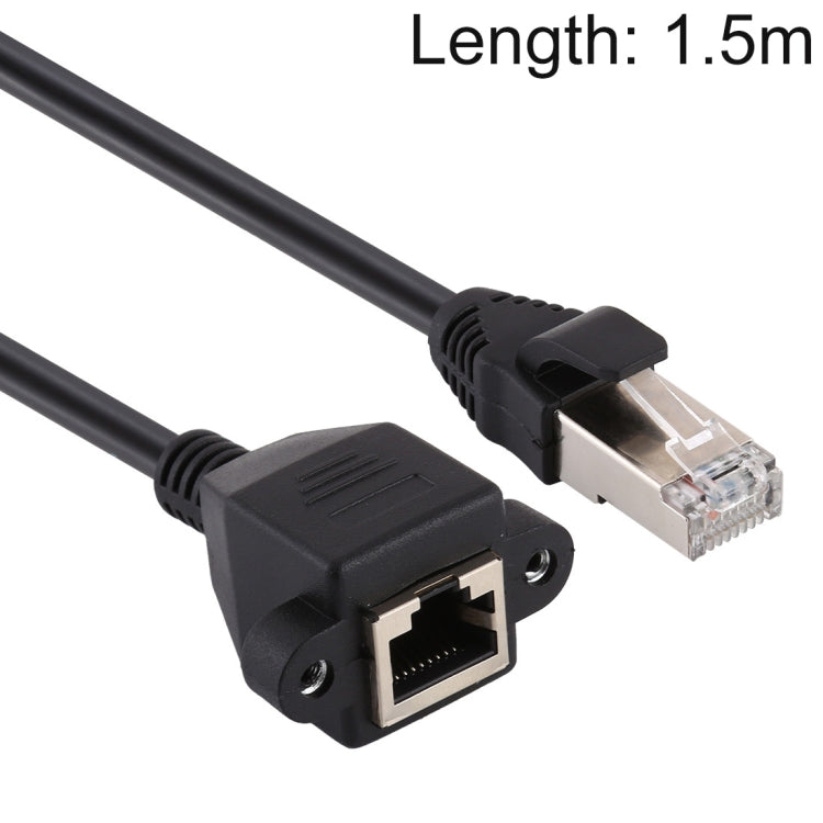 RJ45 Buchse auf Stecker CAT5E Netzwerk Panel Montage Schraubverschluss Verlängerungskabel, Länge: 1,5m, 1,5m