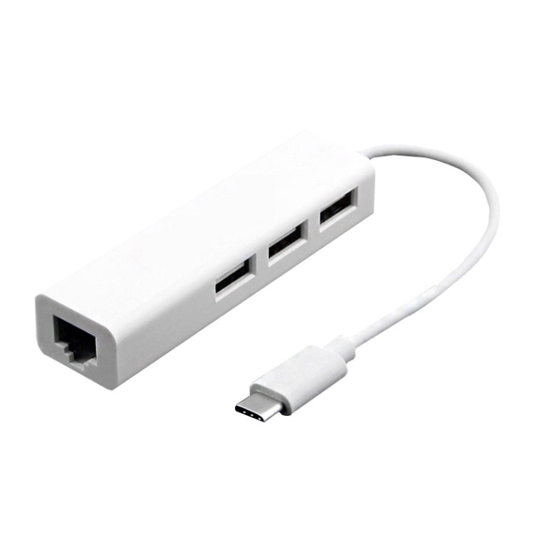 Type-C auf 3 x USB und RJ45 Multifunktionsadapter, Länge: 13cm, 3 USB-Ports + RJ45