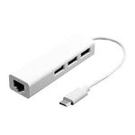 Type-C auf 3 x USB und RJ45 Multifunktionsadapter, Länge: 13cm, 3 USB-Ports + RJ45