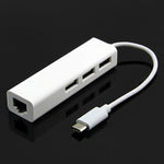 Type-C auf 3 x USB und RJ45 Multifunktionsadapter, Länge: 13cm, 3 USB-Ports + RJ45