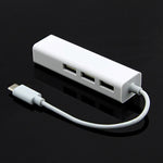 Type-C auf 3 x USB und RJ45 Multifunktionsadapter, Länge: 13cm, 3 USB-Ports + RJ45