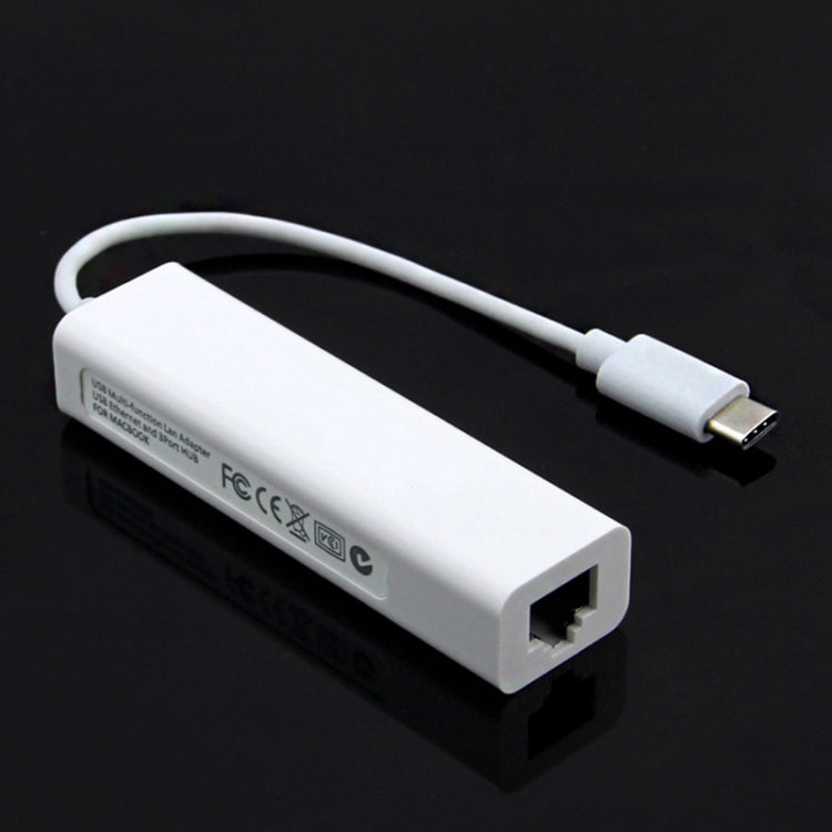 Type-C auf 3 x USB und RJ45 Multifunktionsadapter, Länge: 13cm, 3 USB-Ports + RJ45