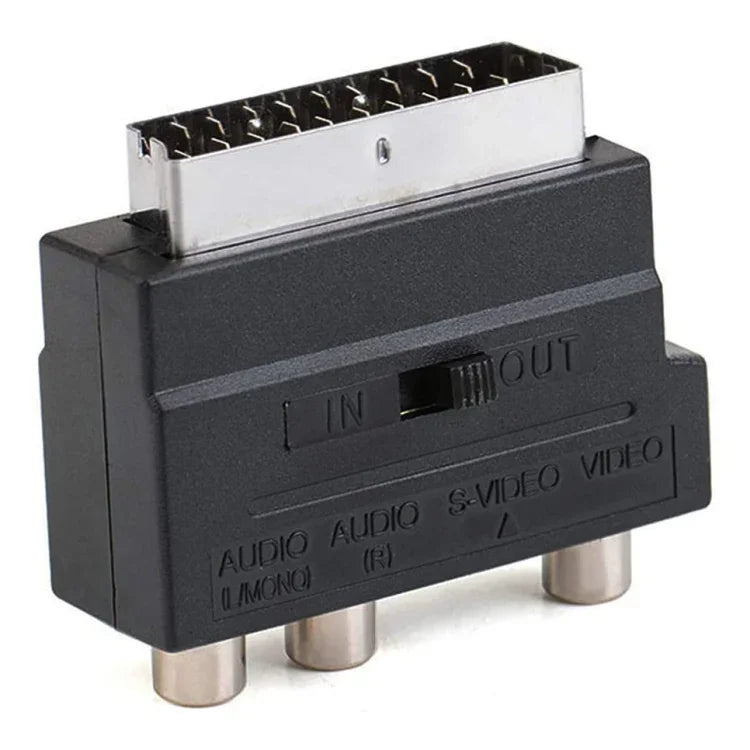 Scart Stecker auf Buchse mit Composite AV + S-Video Buchsen, AV + S-Video Goldbuchse